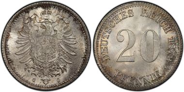 1873-G 20 Pfg J-5 MS67