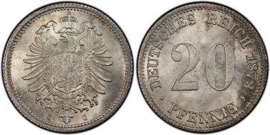 1873-G 20 Pfg J-5 MS67+