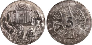 2002 € 5 Schoenbrunn Zoo Special Uncirculated MS68