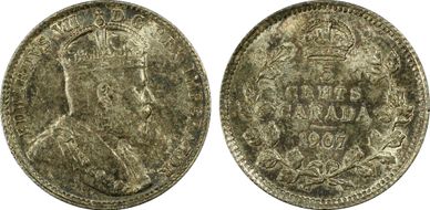 1907 5C Narrow Date AU58