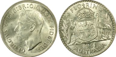 1951(m) Florin KM-48  Ag MS62