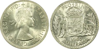 1960(m) Florin KM-60  Ag MS64