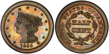 1840 1/2C Restrike PR64BN
