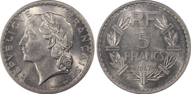 1947-B 5 Fr Gad-766a 9 ouvert MS64