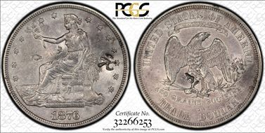 1876-S T$1 Chopmarked N1