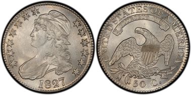1827 50C Square Base 2 MS62