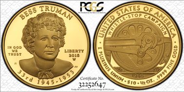 2015-W $10 Bess Truman  First Strike PR70DCAM