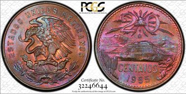 1955-Mo 20C Large Eagle MS66BN