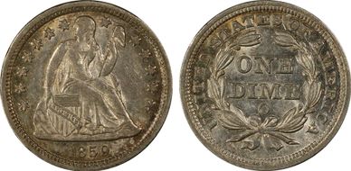 1859-O 10C AU58
