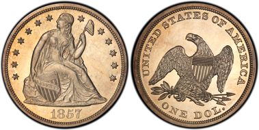 1857 $1 PR64+ CAM