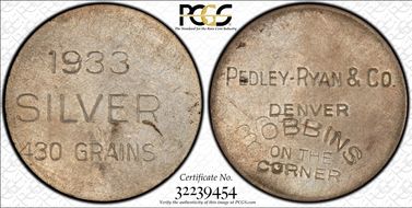 1933 SC$1 HK-827a Silver Pedley-Ryan Type IV MS62