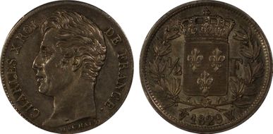 1829-W 1/2 Fr Gad-402 AU58