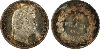 1839-A 1/2 Fr Gad-408 MS66+