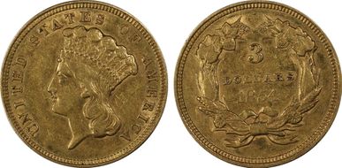 1854 $3 AU50