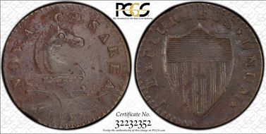 1787 NJ 1/2P Small Plan, Plain Shield AU50BN