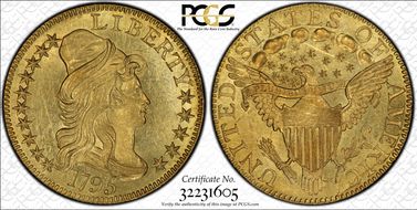 1795 $5 BD-14, Large Eagle MS62+