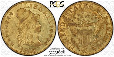 1802/1 $5 BD-3 AU58+