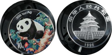 1998 10 Yn Panda Silver - Colorized PAN-310A PR69DCAM