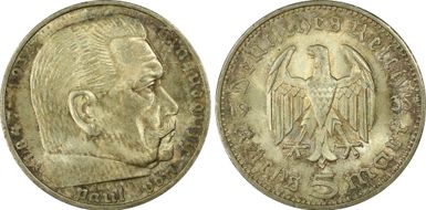 1935-F 5 Mk Hindenburg J-360 MS64