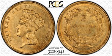 1854-O $3 MS62