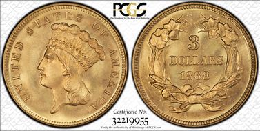 1868 $3 MS66