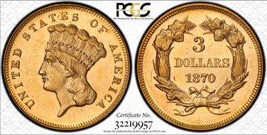 1870 $3 MS64