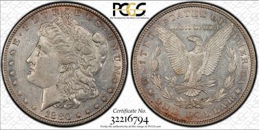 1880 $1 VAM 8 8/7 Ears AU53