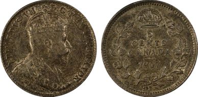 1907 5C Narrow Date AU55
