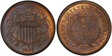 1865 2C Plain 5 RPD FS-301 (002.3) MS65BN