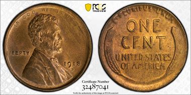 1918-D 1C MS65RB