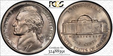 1938-D 5C Jefferson MS65