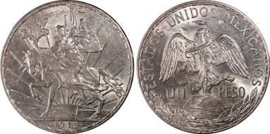 1912 Peso Caballito KM-453  Ag MS62