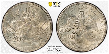 1912 Peso Caballito KM-453  Ag MS62