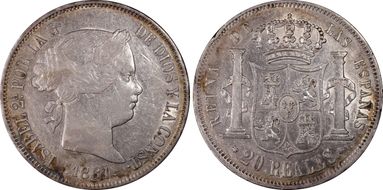 1861 20 R 6 Pt. Star Madrid KM-609.2 Ag XF45