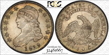 1819/8 50C Small 9 AU53