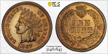 1867 1C MS65RB