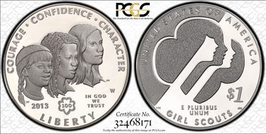 2013-W $1 Girl Scouts 100th Anniversary PR69DCAM