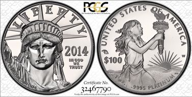2014-W $100 Statue of Liberty PR69CAM