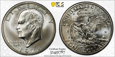 1972-S $1 Silver MS67