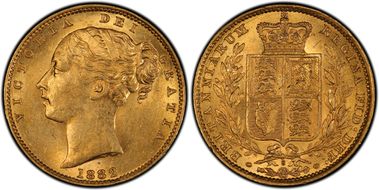 1882-S Sov S-3855 Shield AU58