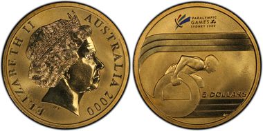 2000 $5 Paralympics  Wheelchair Racer MS65