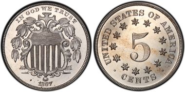 1867 5C No Rays, Pattern Reverse PR65CAM