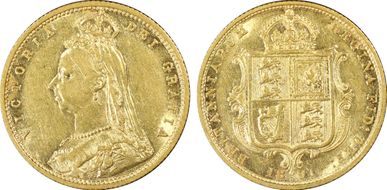 1891-S 1/2 Sov S-3871C With J.E.B. AU53