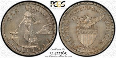 1914-S 10C Allen 8.10b Long Bar MS62