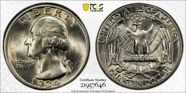 1934 25C Light Motto MS63