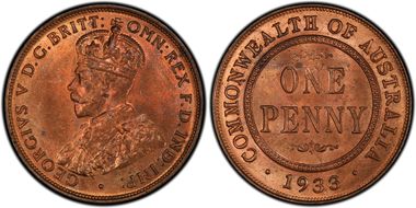 1933/2 (m) 1D MS64+ RB