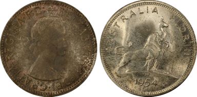 1954(m) Florin Royal Visit KM-55  Ag MS65