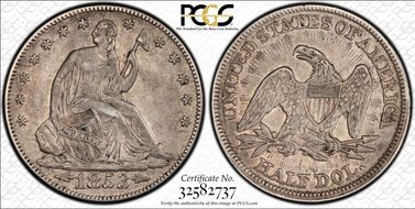 1853 50C Arrows & Rays XF45