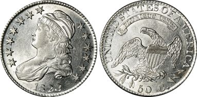 1823 50C Patched 3 AU55