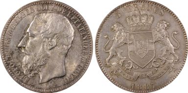 1887 5 Fr KM-8.1  Ag MS64